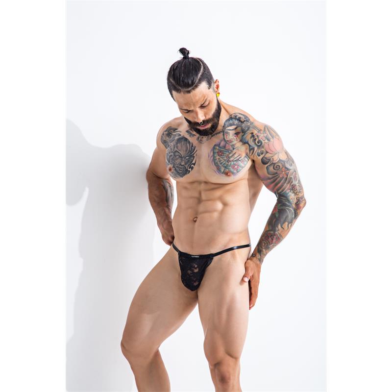 L4ce02 Tanga Con Encaje Talla (Interno):S/M