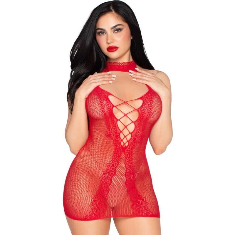 Leg Avenue - 81675 Mini Vestido Halter Rojo - Talla Única