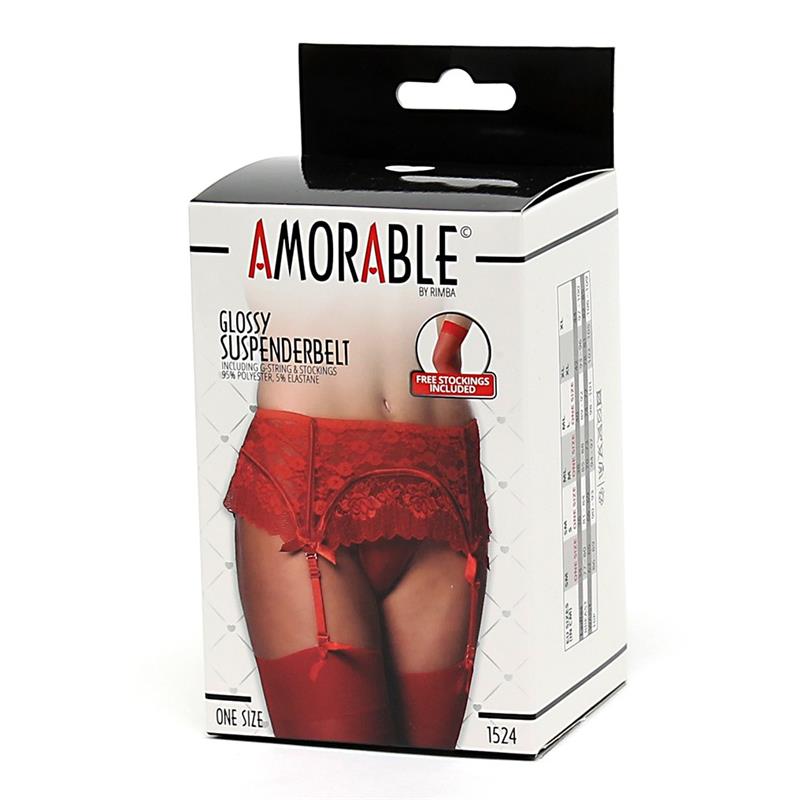 Liguero Con Tanga Y Medias Rojo