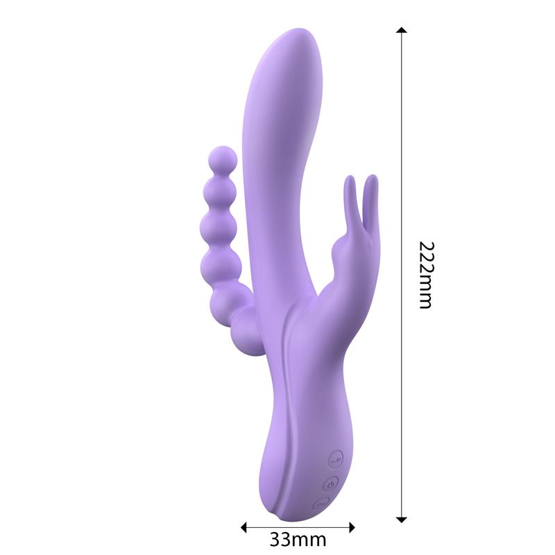 Vibrador  Lindsay Con Cadena Anal Silicona Líquida Unibody Flexible 2 Motores