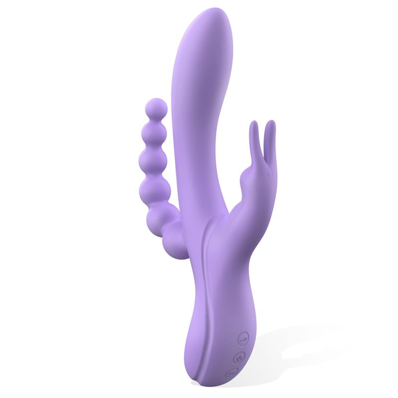 Vibrador  Lindsay Con Cadena Anal Silicona Líquida Unibody Flexible 2 Motores