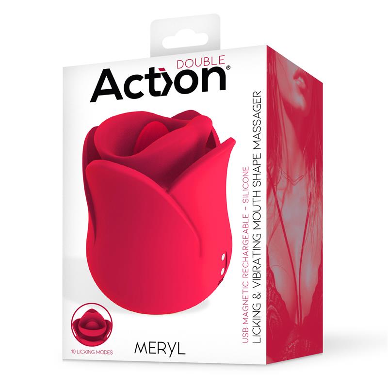 Meryl Estimulador Vibrador De Rosa Con Lengua 2 Motores