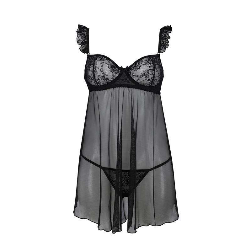 Milagros Chemise Y Tanga Negro Talla (Interno):S/M