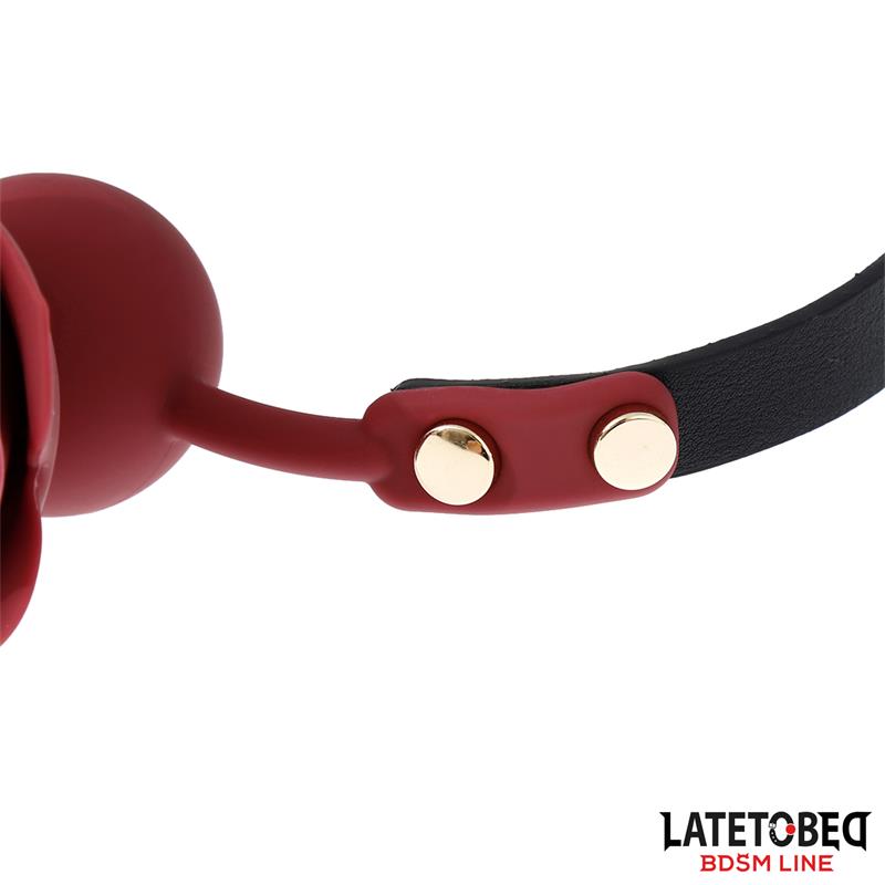 Mordaza Bola Silicona Transpitable Adorno Rosa Ajustable 47-56 Cm