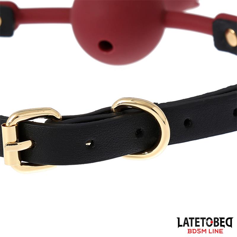 Mordaza Bola Silicona Transpitable Adorno Rosa Ajustable 47-56 Cm