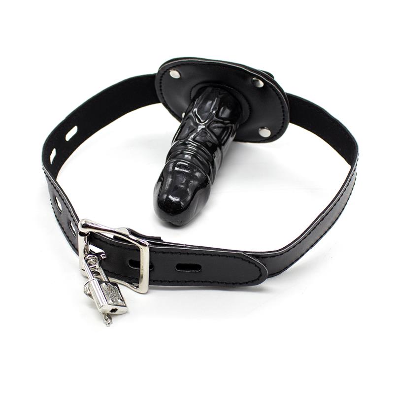 Mordaza Con Candado Y Forma De Pene Grande Negro