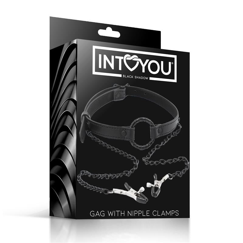 Mordaza De Aro Y Pinzas Para Pezones Cuero Vegano