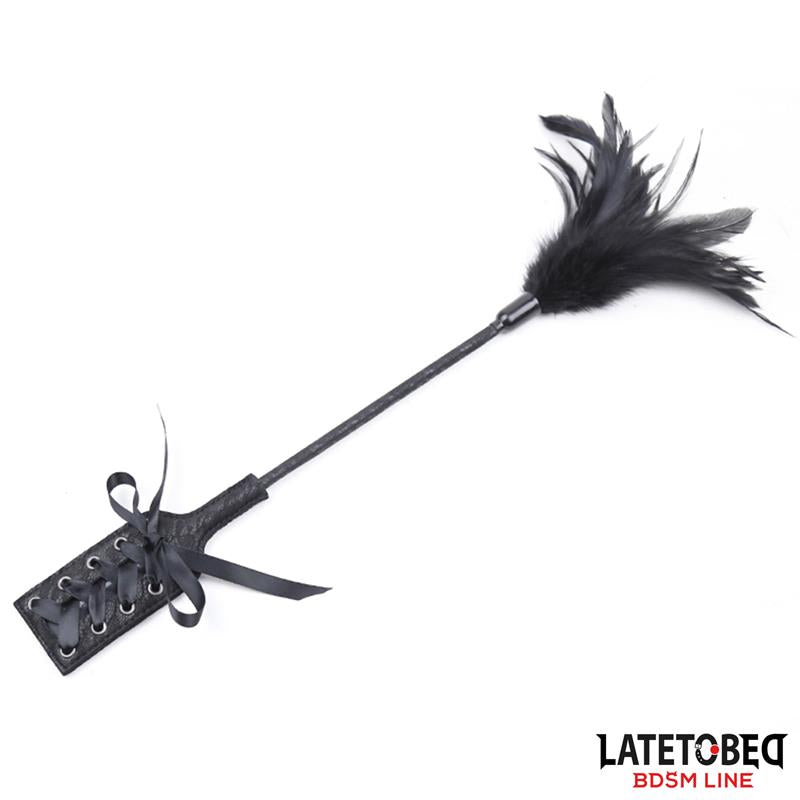 Multi Feathers Tickler And Lace Ribbon Paddle Comb