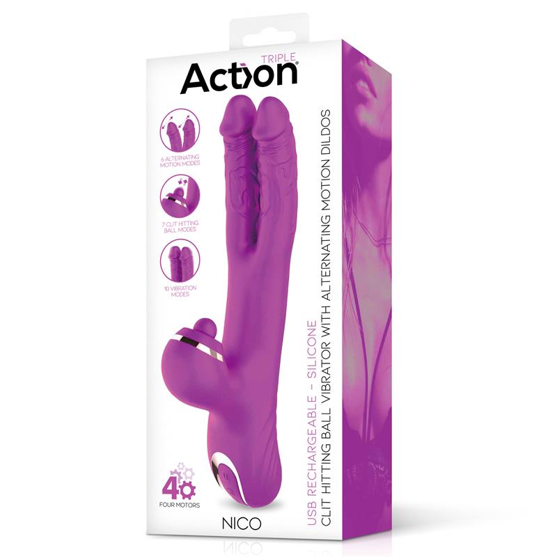 Nico Vibrador Con Dildos Alternantes Y Bola Percutora 4 Motores