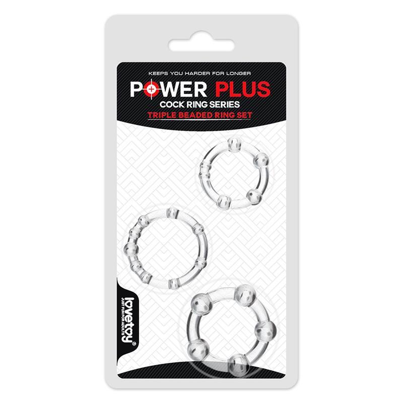 Pack De 3 Anillos Para El Pene Power Plus Triple Transparentes