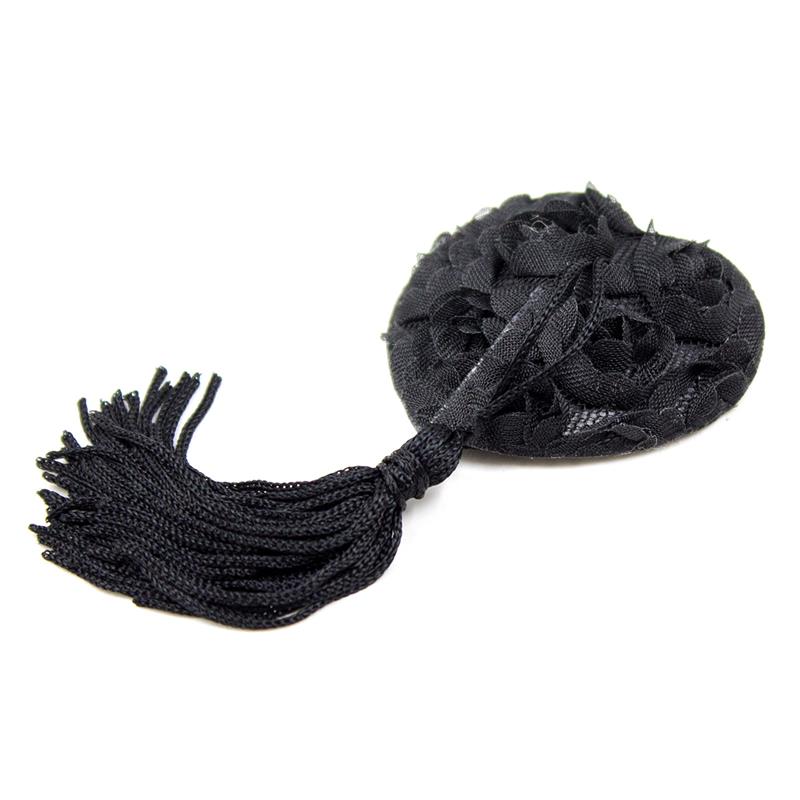 Pezoneras Con Encaje Y Patrón Floral Negro