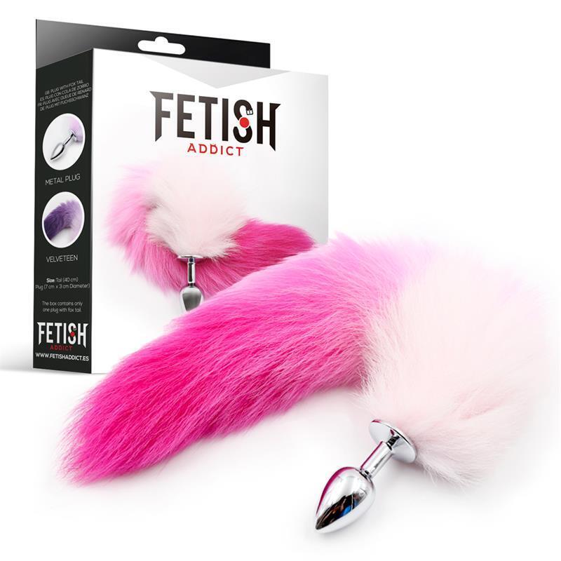 Plug Anal Con Cola Rosa Y Blanca Talla S