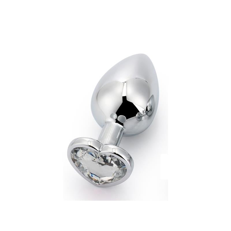 Plug Anal Con Joya De Corazón Blanco Talla L