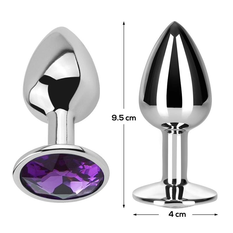 Plug Anal Con Joya Púrpura Amatista Talla L Aluminio