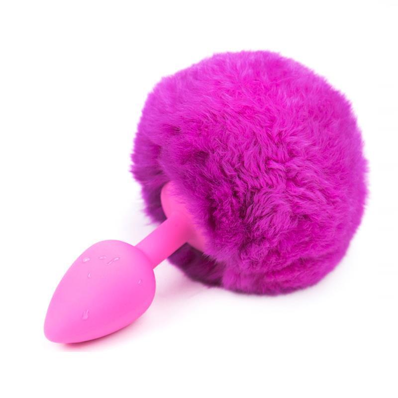 Plug Anal Con Pompón Púrpura Talla S