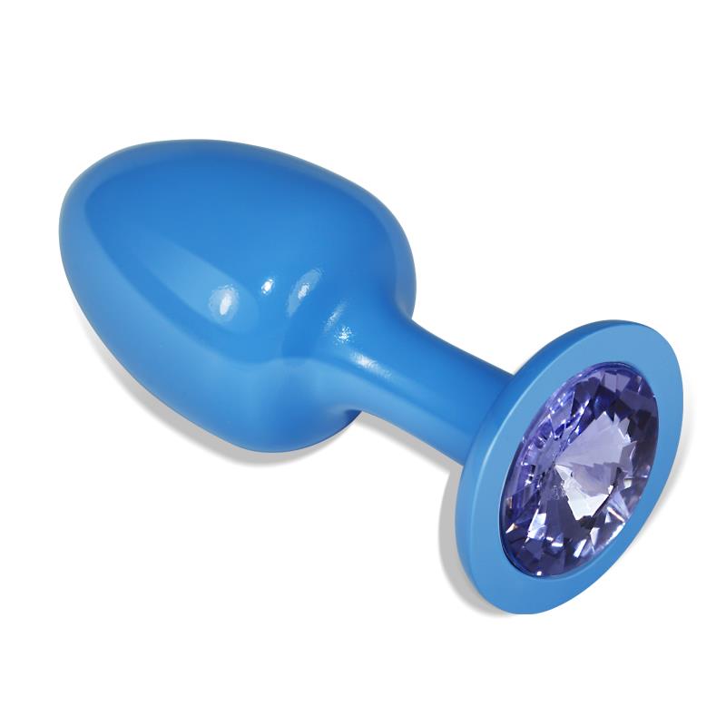Plug Anal De Metal Azul Rosebud Con Joya Azul