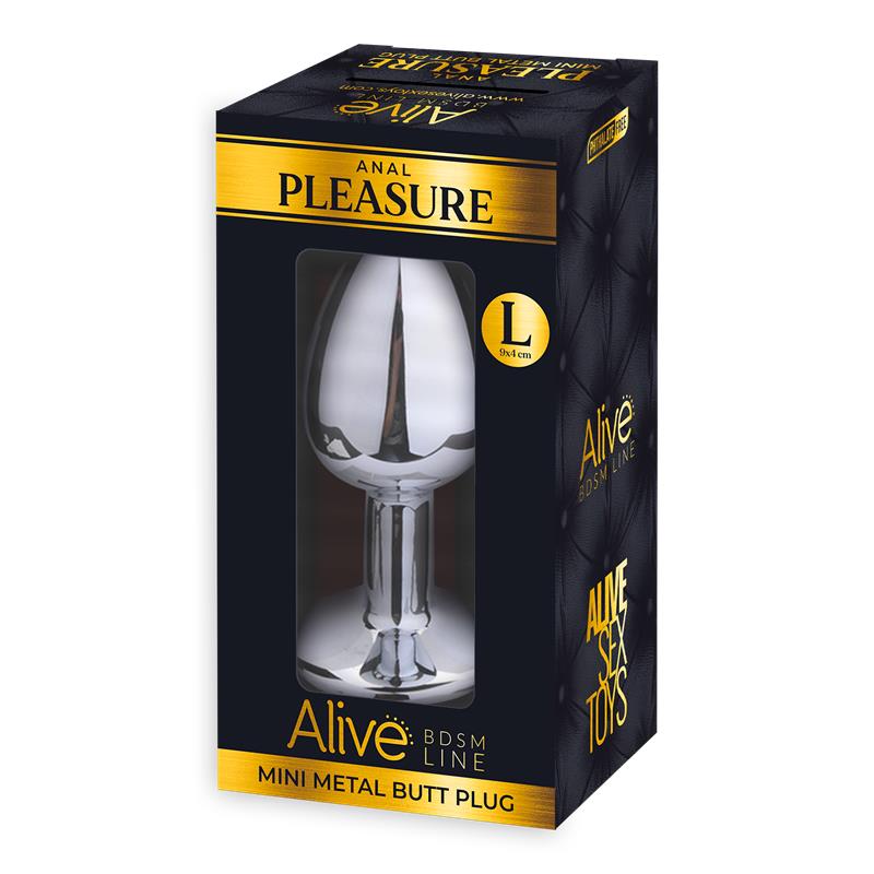 Alive - Anal Pleasure Mini Plug Metal Negro Talla L