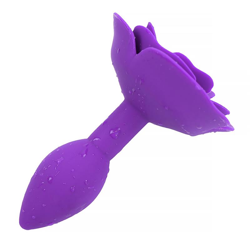 Plug Anal De Silicona Con Rosa Púrpura