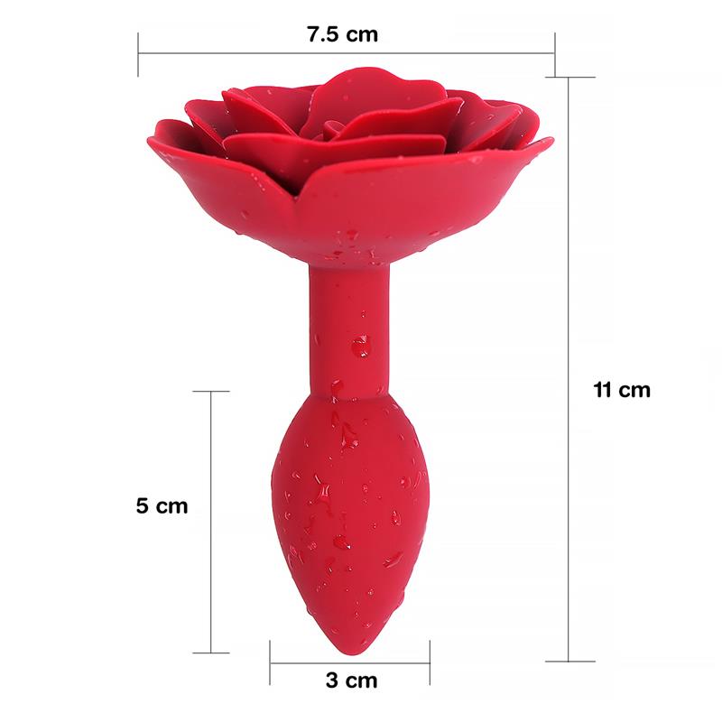 Plug Anal De Silicona Con Rosa Rojo
