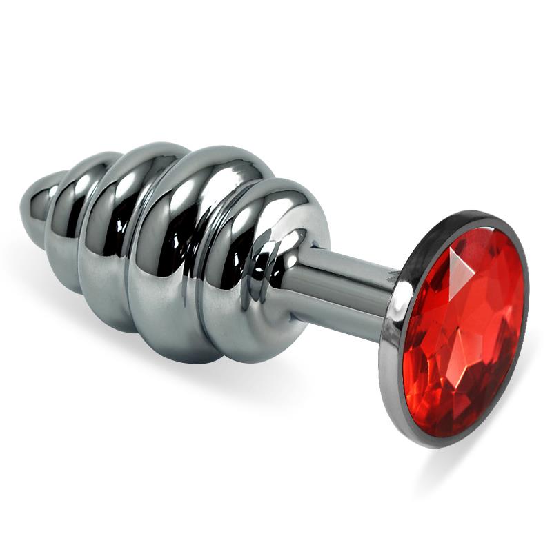 Plug Anal En Espiral Rosebud Con Joya Rojo