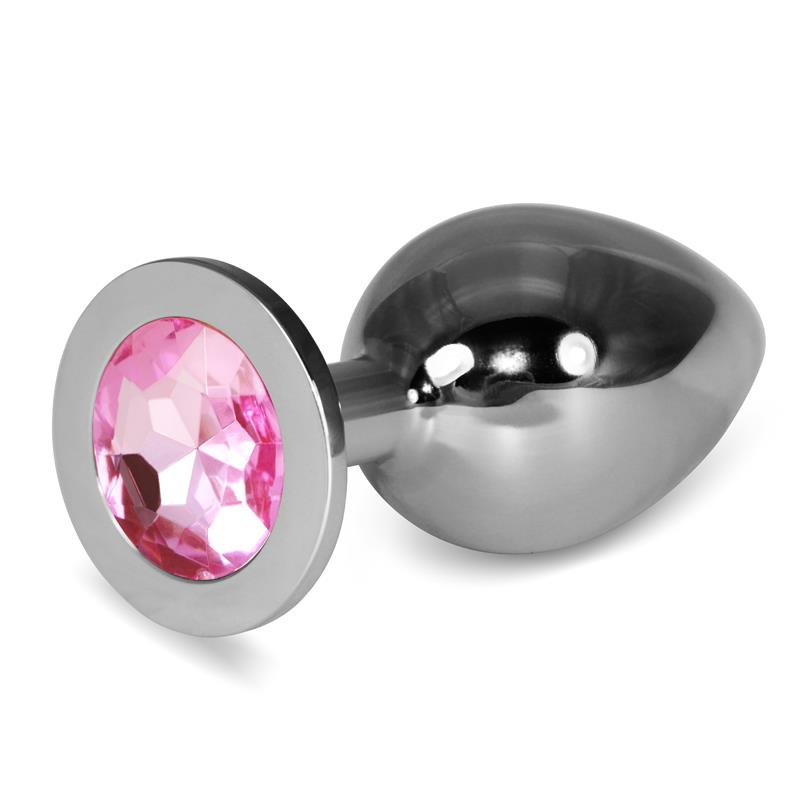 Plug Anal Metal Rosebud Classic Con Joya Rosa Talla L