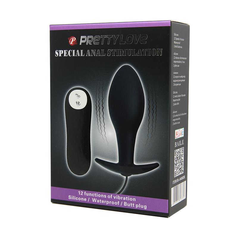 Pretty Love - Plug Anal Silicona Forma Ancla 12 Modos Vibracion Negro
