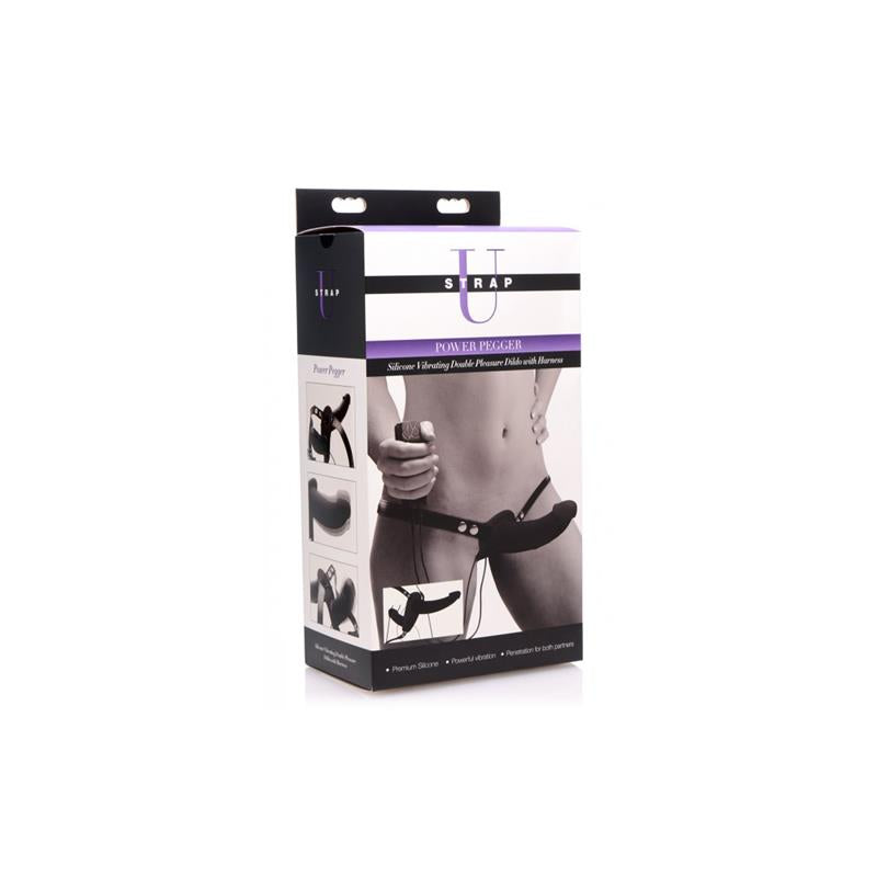 Vibradopr Doble Con Arnés Power Pegger  Negro