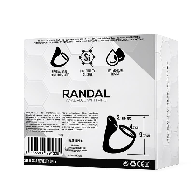 Randal Plug Anal Con Anillo Para El Pene Silicona Negro