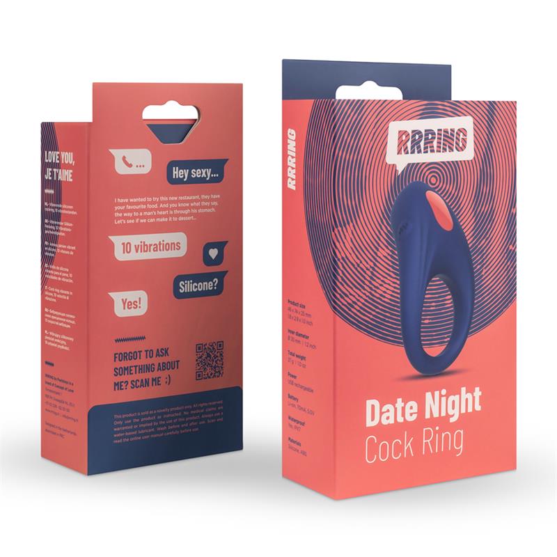 Anillo Para El Pene Rring Date Night  Con Vibración Usb Silicona
