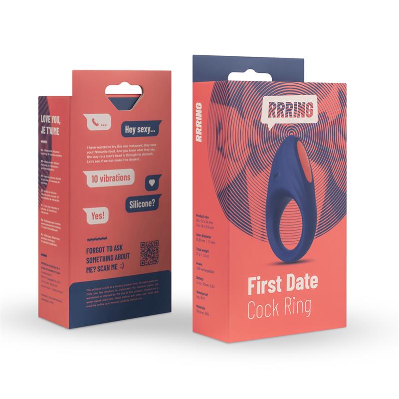 Anillo Para El Pene Rring First Date  Con Vibración Usb Silicona