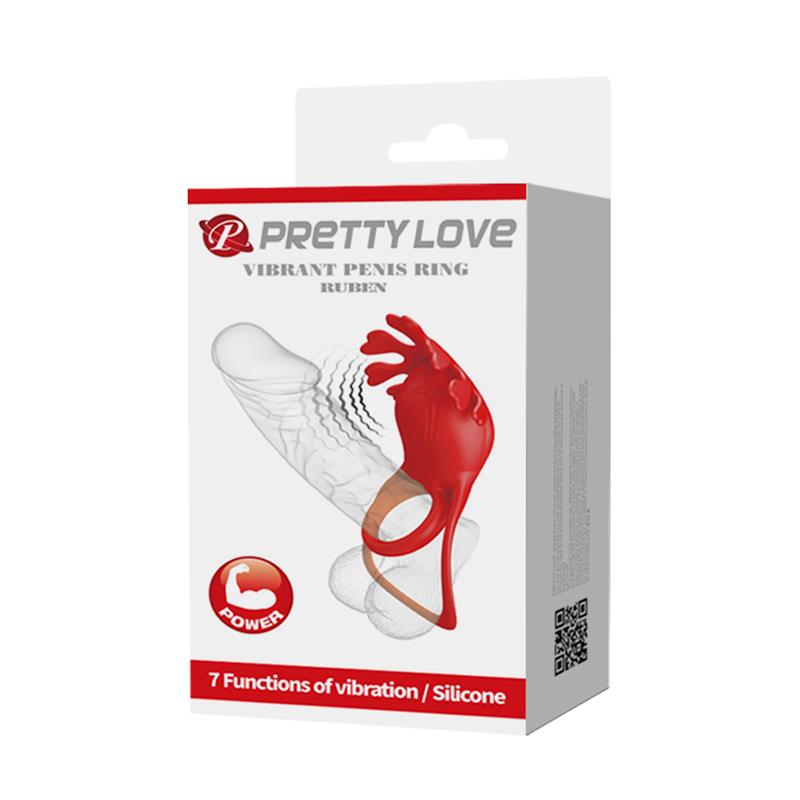 Pretty Love - Ruben Anillo Vibrador 7 Vibraciones Silicona Rojo