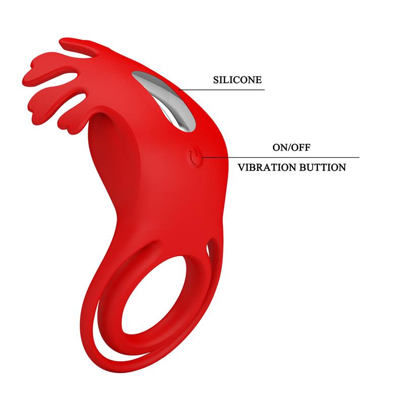 Pretty Love - Ruben Anillo Vibrador 7 Vibraciones Silicona Rojo
