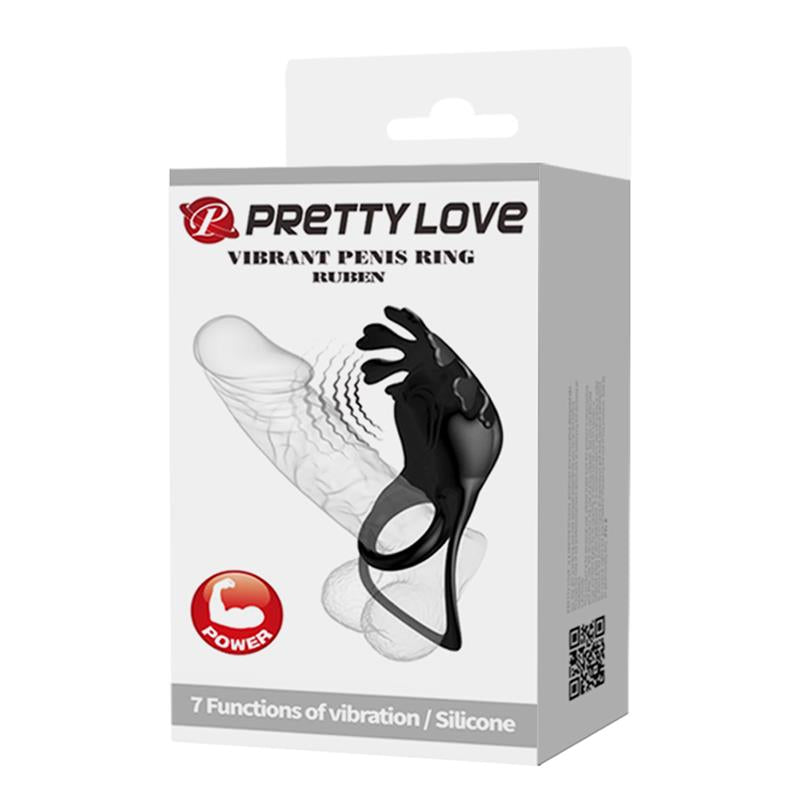 Pretty Love - Ruben Anillo Vibrador 7 Vibraciones Silicona Negro