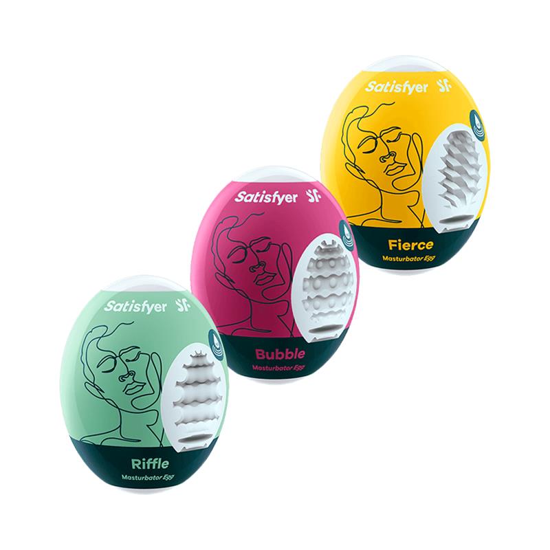Satisfyer - 3 Huevos Masturbadores Riffle, Bubble & Fierce