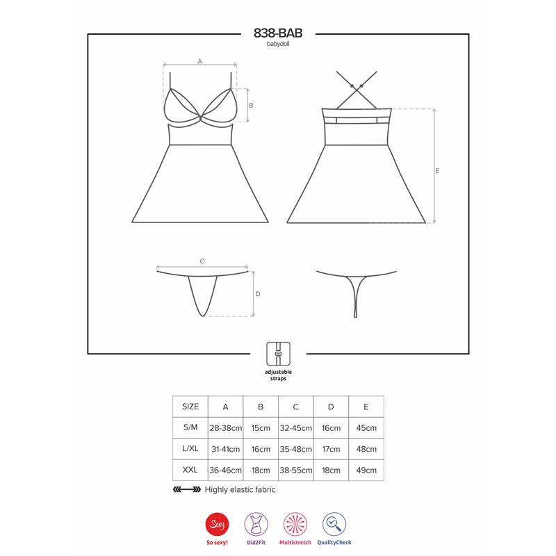 Set Babydoll Y Tanga Negro Talla (Interno):S/M