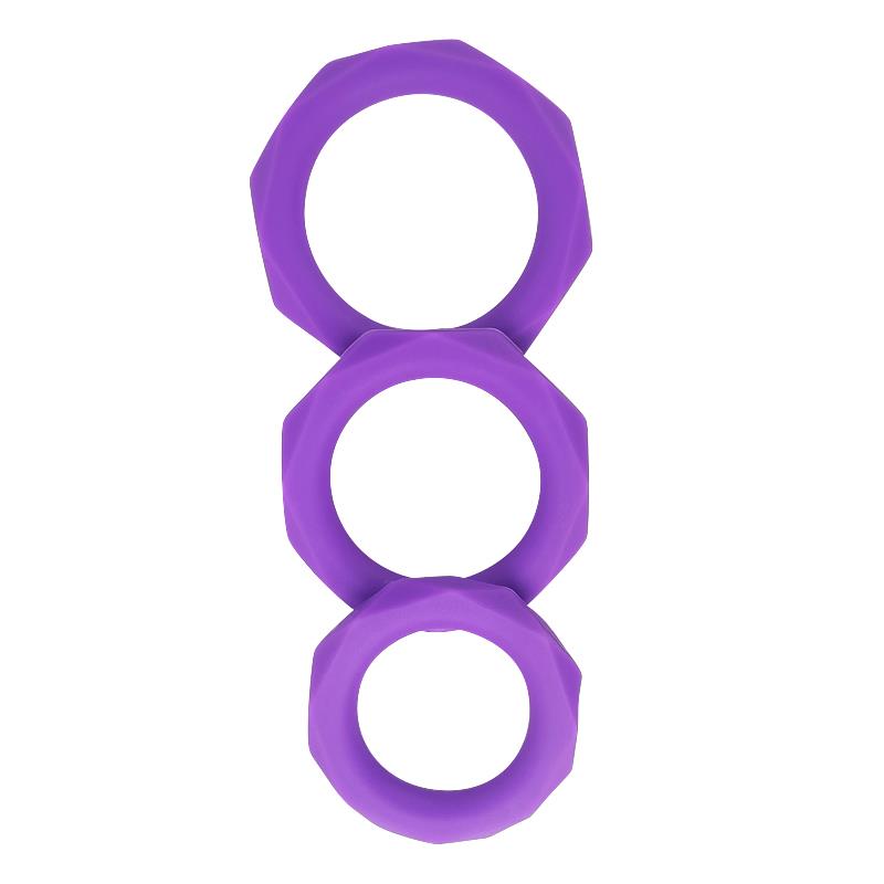Set De 3 Anillos Para El Pene Silicona Púrpura