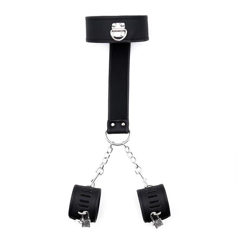 Set De Collar Con Esposas Y Para Muñecas Cuero Vegano