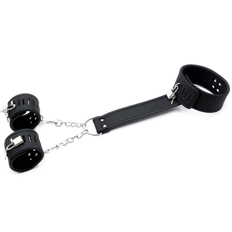 Set De Collar Con Esposas Y Para Muñecas Cuero Vegano