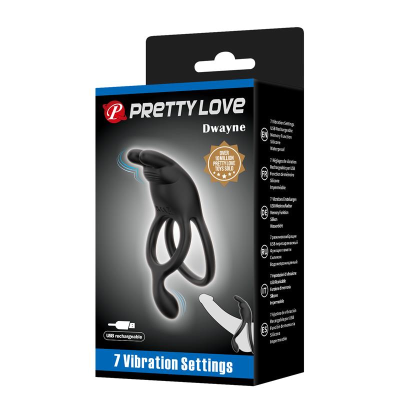 Pretty Love - Seth Doble Anillo Vibrador Rabbit 7 Vibraciones Negro