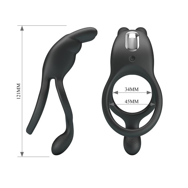 Pretty Love - Seth Doble Anillo Vibrador Rabbit 7 Vibraciones Negro