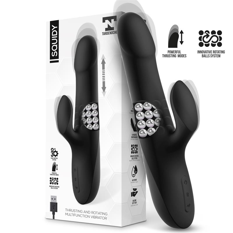Squidy Vibrador Com Función De Movimiento Y Bolas Rotadoras Usb Silicona