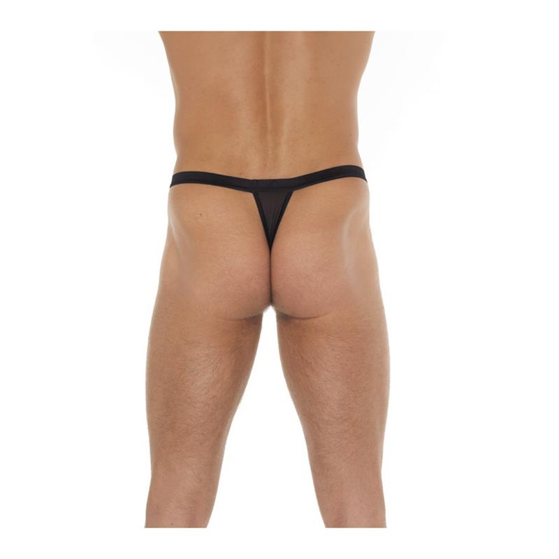 Tanga Con Tiras Negro Y Leopardo Talla Única