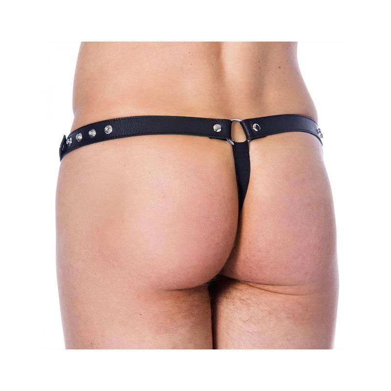 Tanga De Cuero Ajustable Con Tachuelas