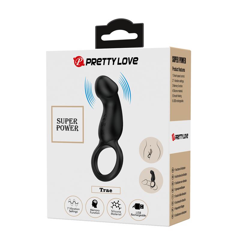 Pretty Love - Trae Anillo Vibrador Con Estimulador Negro