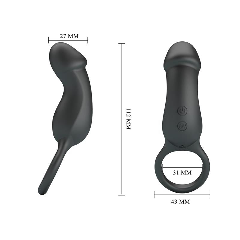 Pretty Love - Trae Anillo Vibrador Con Estimulador Negro