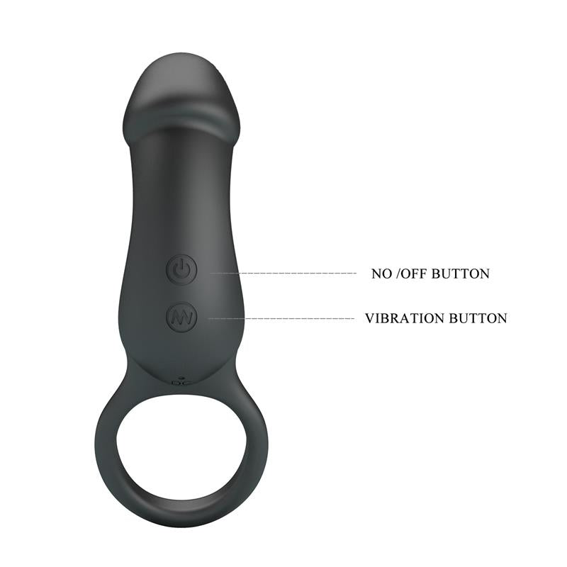 Pretty Love - Trae Anillo Vibrador Con Estimulador Negro