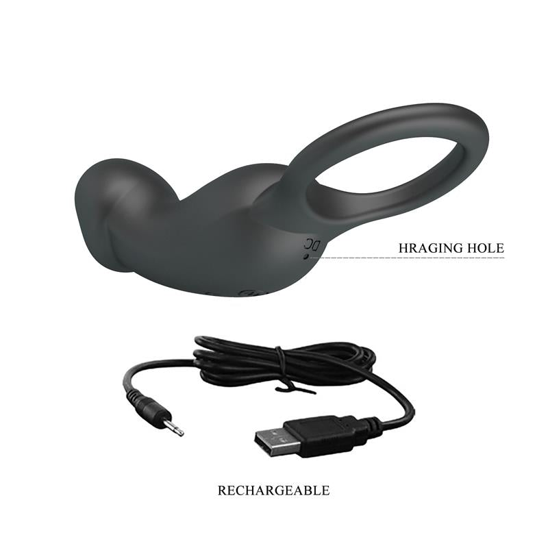Pretty Love - Trae Anillo Vibrador Con Estimulador Negro