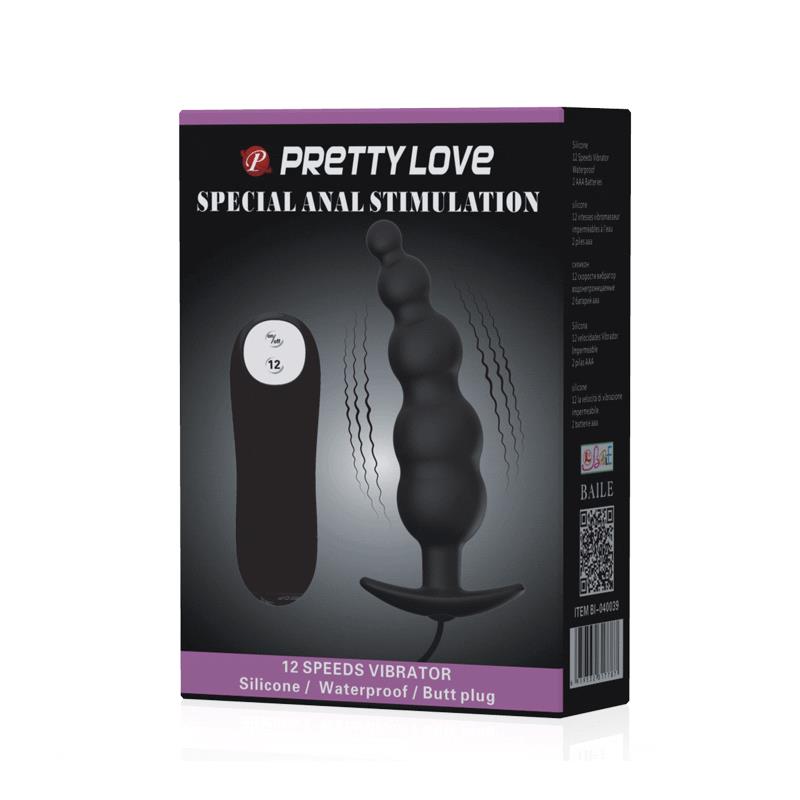 Pretty Love Plug Anal Silicona Estimulacion Extra Y 12 Modos Vibracion - Negro