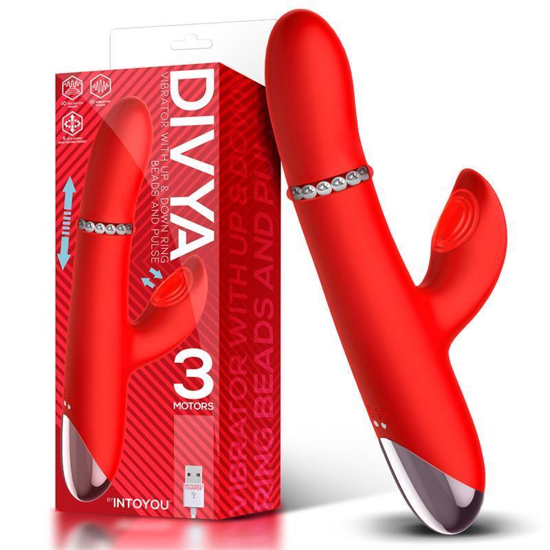 Vibrador Con Aro De Bolas  Divya  Internas Up And Down Y Pulsación 3 Motores Independientes Usb