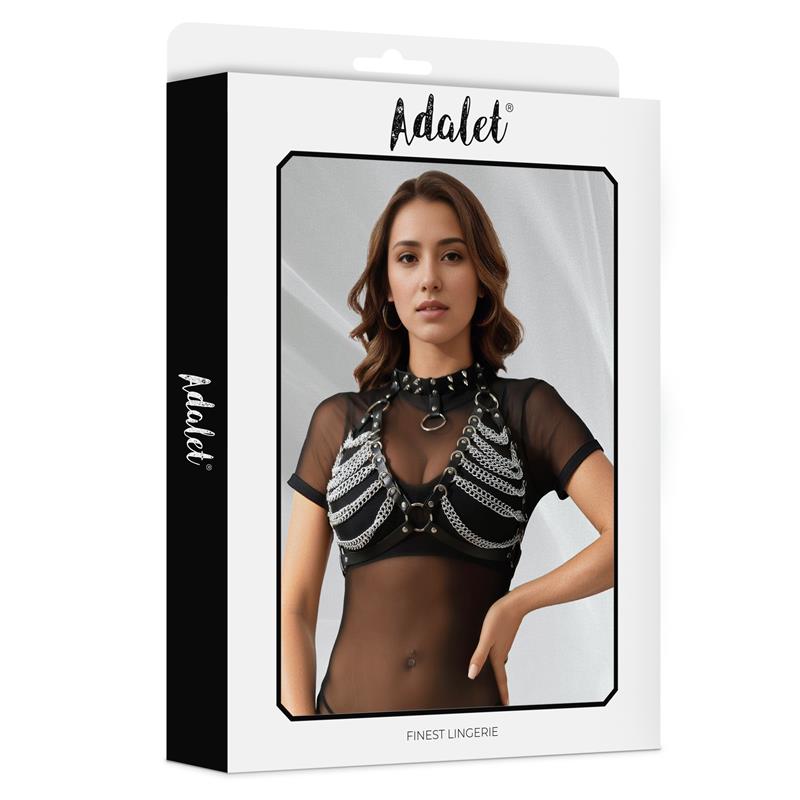Zaira Sujetador Cuero Vegano Con Cadenas Talla Única